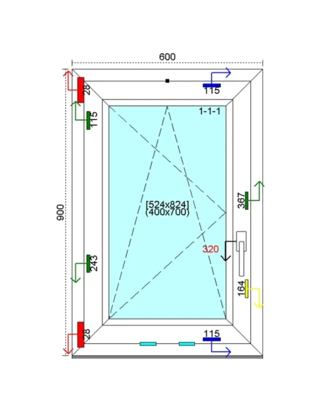 Kunststofffenster PVC Fenster 60 x 90 cm DREH/KIPP Kömmerling 76 MD