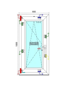 Kunststofffenster PVC Fenster 50 x 100 cm DREH/KIPP Kömmerling 76 MD 2