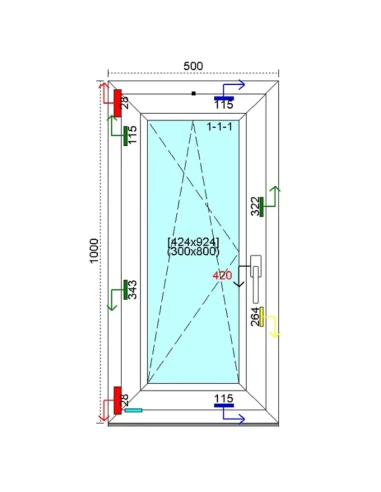 Kunststofffenster PVC Fenster 50 x 100 cm DREH/KIPP Kömmerling 76 MD