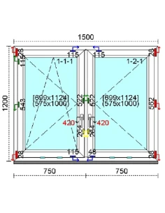 Kunststofffenster PVC Fenster 150 x 120 cm DREH/KIPP | DREH Kömmerling 76 MD 2