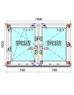 Kunststofffenster PVC Fenster 150 x 100 cm DREH/KIPP | DREH Kömmerling 76 MD 2