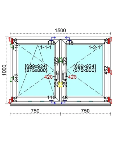 Kunststofffenster PVC Fenster 150 x 100 cm DREH/KIPP | DREH Kömmerling 76 MD