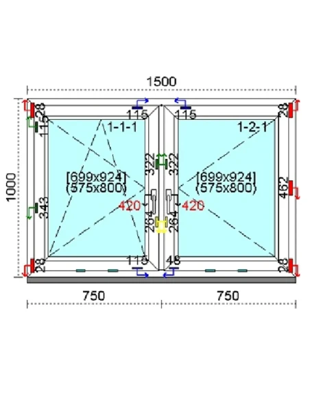 Kunststofffenster PVC Fenster 150 x 100 cm DREH/KIPP | DREH Kömmerling 76 MD