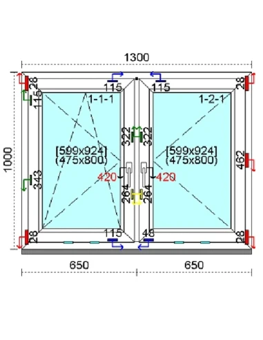 Kunststofffenster PVC Fenster 130 x 100 cm DREH/KIPP | DREH Kömmerling 76 MD