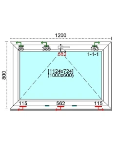 Kunststofffenster PVC Fenster 120 x 80 cm KIPP Kömmerling 76 MD 2