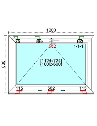 Kunststofffenster PVC Fenster 120 x 80 cm KIPP Kömmerling 76 MD