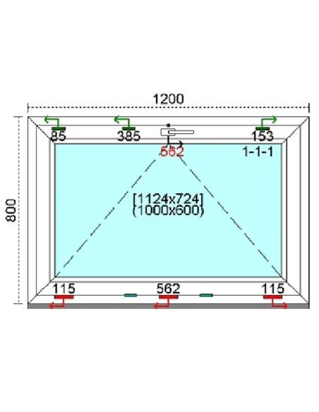 Kunststofffenster PVC Fenster 120 x 80 cm KIPP Kömmerling 76 MD