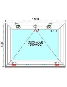Kunststofffenster PVC Fenster 110 x 80 cm KIPP Kömmerling 76 MD 2