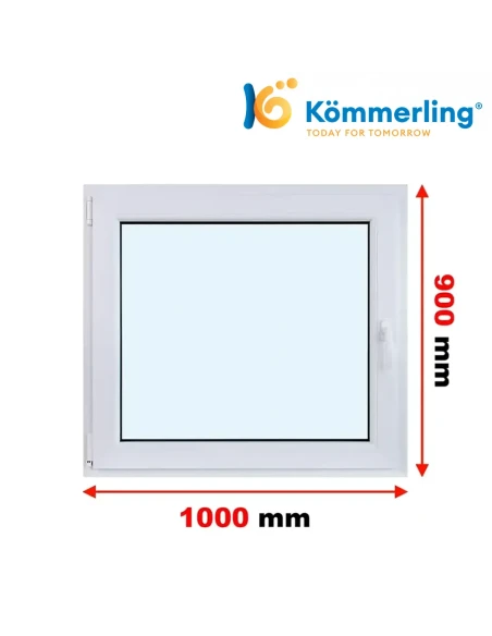 Kunststofffenster PVC Fenster 100 x 90 cm DREH/KIPP Kömmerling 76 MD