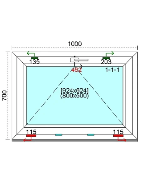 Kunststofffenster PVC Fenster 100 x 70 cm KIPP Kömmerling 76 MD