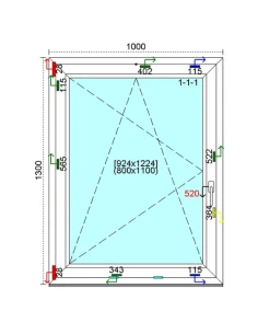 Kunststofffenster PVC Fenster 100 x 130 cm DREH/KIPP Kömmerling 76 MD 2