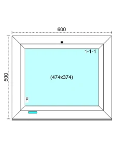 Kunststofffenster PVC Fenster 60 x 50 cm FIX Kömmerling 88 MD 2