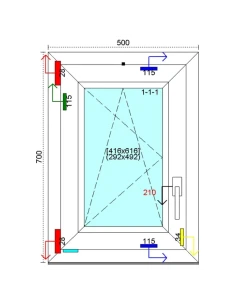 Kunststofffenster PVC Fenster 50 x 70 cm DREH-KIPP Kömmerling 88 MD 2