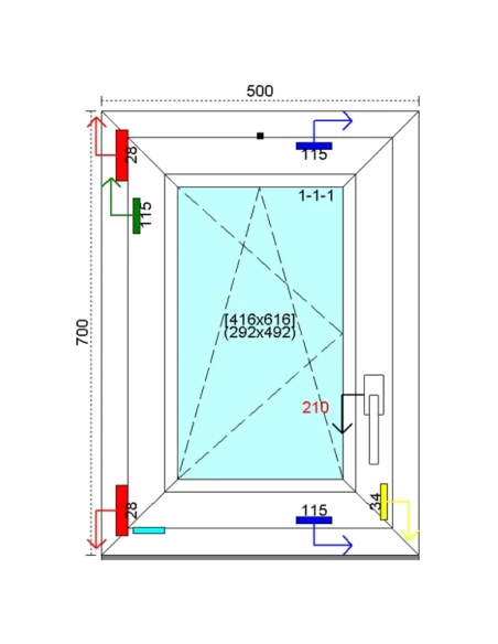 Kunststofffenster PVC Fenster 50 x 70 cm DREH-KIPP Kömmerling 88 MD