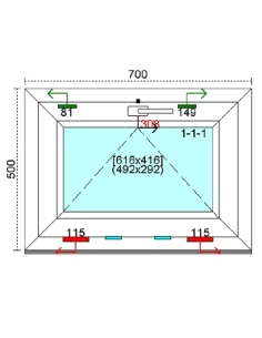Kunststofffenster PVC Fenster 70 x 50 cm KIPP Kömmerling 88 MD 2