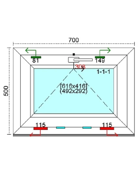 Kunststofffenster PVC Fenster 70 x 50 cm KIPP Kömmerling 88 MD