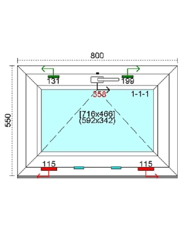 Kunststofffenster PVC Fenster 80 x 55 cm KIPP Kömmerling 88 MD