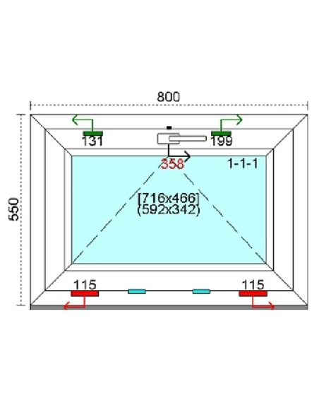 Kunststofffenster PVC Fenster 80 x 55 cm KIPP Kömmerling 88 MD