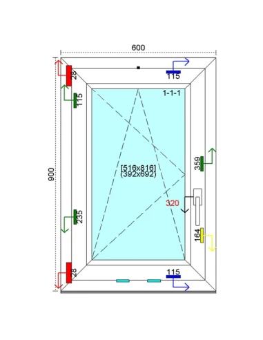 Kunststofffenster PVC Fenster 60 x 90 cm DREH-KIPP Kömmerling 88 MD