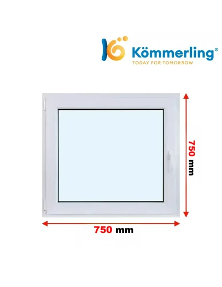 Kunststofffenster PVC Fenster 75 x 75 cm DREH-KIPP Kömmerling 88 MD