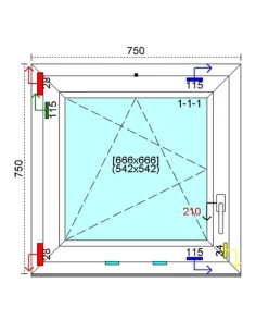 Kunststofffenster PVC Fenster 75 x 75 cm DREH-KIPP Kömmerling 88 MD 2