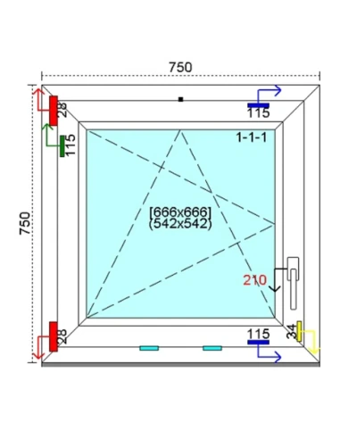 Kunststofffenster PVC Fenster 75 x 75 cm DREH-KIPP Kömmerling 88 MD