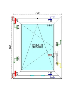 Kunststofffenster PVC Fenster 70 x 90 cm DREH-KIPP Kömmerling 88 MD 2