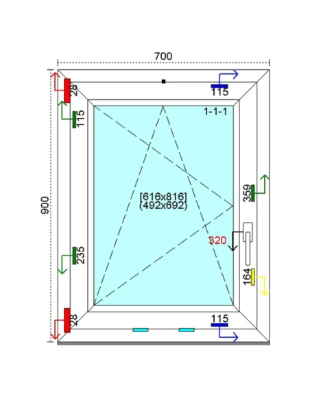 Kunststofffenster PVC Fenster 70 x 90 cm DREH-KIPP Kömmerling 88 MD