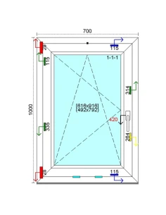 Kunststofffenster PVC Fenster 70 x 100 cm DREH-KIPP Kömmerling 88 MD 2
