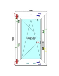 Kunststofffenster PVC Fenster 60 x 100 cm DREH-KIPP Kömmerling 88 MD 2