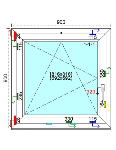 Kunststofffenster PVC Fenster 90 x 90 cm DREH-KIPP Kömmerling 88 MD