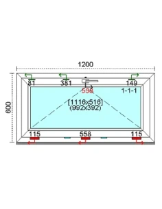 Kunststofffenster PVC Fenster 120 x 60 cm KIPP Kömmerling 88 MD 2