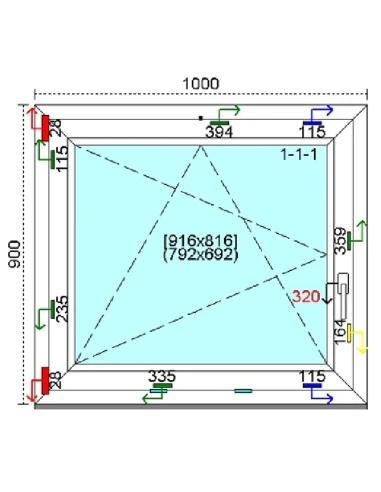 Kunststofffenster PVC Fenster 100 x 90 cm DREH-KIPP Kömmerling 88 MD