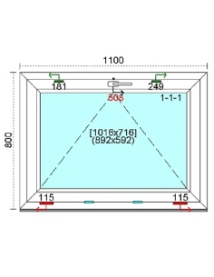 Kunststofffenster PVC Fenster 110 x 80 cm KIPP Kömmerling 88 MD 2