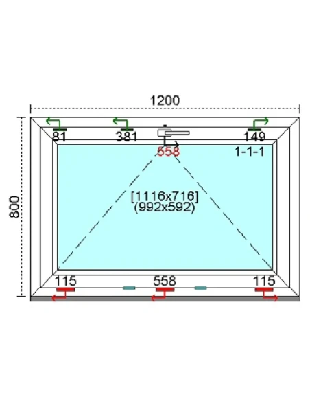 Kunststofffenster PVC Fenster 120 x 80 cm KIPP Kömmerling 88 MD