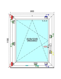 Kunststofffenster PVC Fenster 90 x 110 cm DREH-KIPP Kömmerling 88 MD 2