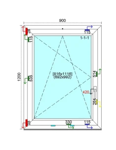 Kunststofffenster PVC Fenster 90 x 120 cm DREH-KIPP Kömmerling 88 MD 2
