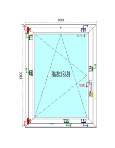 Kunststofffenster PVC Fenster 90 x 130 cm DREH-KIPP Kömmerling 88 MD 2
