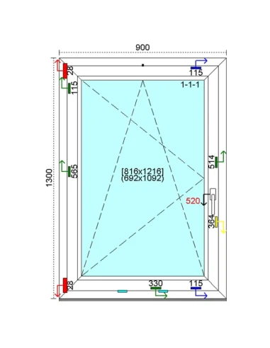 Kunststofffenster PVC Fenster 90 x 130 cm DREH-KIPP Kömmerling 88 MD