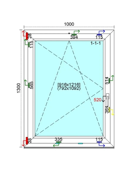 Kunststofffenster PVC Fenster 100 x 130 cm DREH-KIPP Kömmerling 88 MD