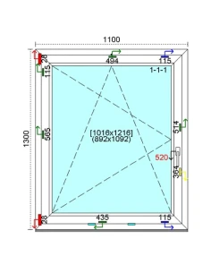 Kunststofffenster PVC Fenster 110 x 130 cm DREH-KIPP Kömmerling 88 MD 2
