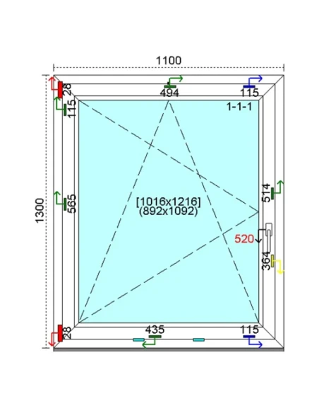Kunststofffenster PVC Fenster 110 x 130 cm DREH-KIPP Kömmerling 88 MD