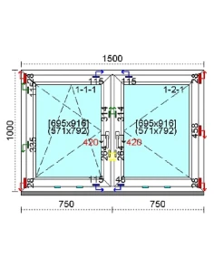 Kunststofffenster PVC Fenster 150 x 100 cm DREH-KIPP | DREH Kömmerling 88 MD 2