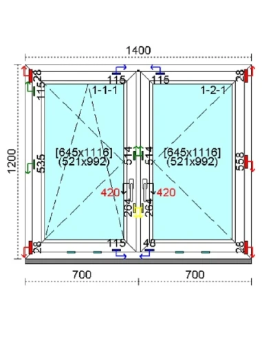Kunststofffenster PVC Fenster 140 x 120 cm DREH-KIPP | DREH Kömmerling 88 MD