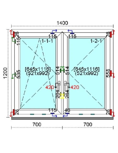 Kunststofffenster PVC Fenster 140 x 120 cm DREH-KIPP | DREH Kömmerling 88 MD