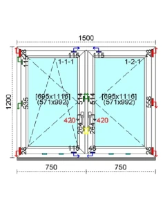 Kunststofffenster PVC Fenster 150 x 120 cm DREH-KIPP | DREH Kömmerling 88 MD 2