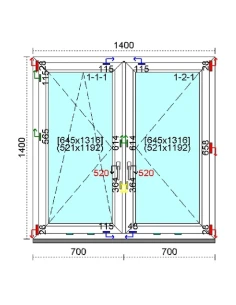 Kunststofffenster PVC Fenster 140 x 140 cm DREH-KIPP | DREH Kömmerling 88 MD 2