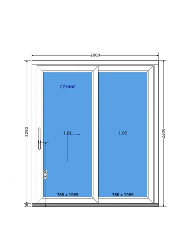Kunststoff Hebeschiebetür (HST) – 200 x 230 cm – DECCO