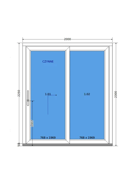 Kunststoff Hebeschiebetür (HST) – 200 x 230 cm – DECCO