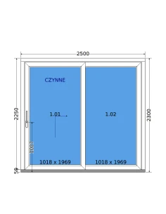 Kunststoff Hebeschiebetür (HST) – 250 x 230 cm – DECCO 2